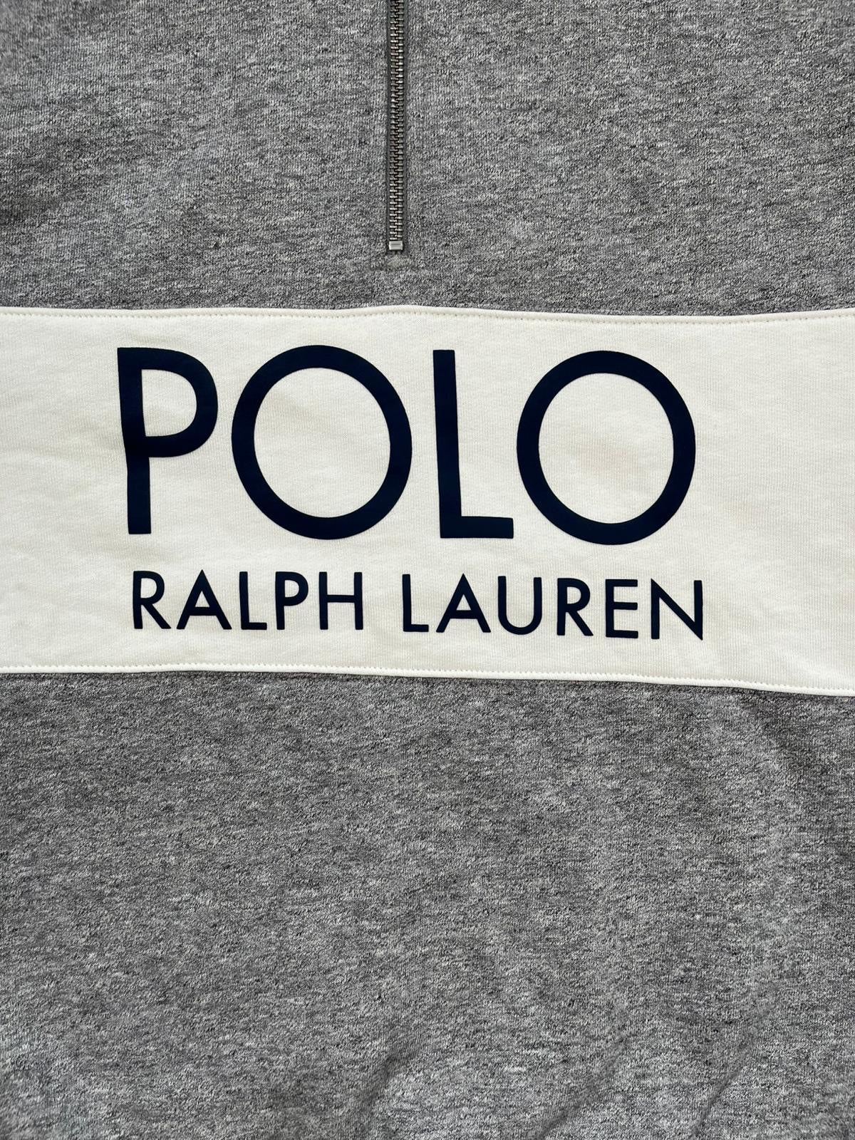Ralph Lauren Fleece Quarter-Zip Grau/weiß - Iconik-Zipper-Iconik