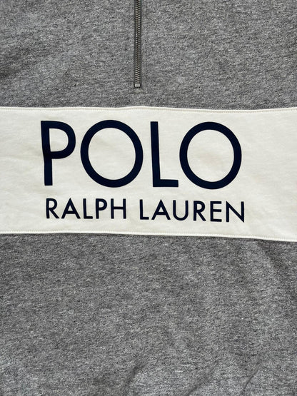 Ralph Lauren Fleece Quarter-Zip Grau/weiß - Iconik-Zipper-Iconik
