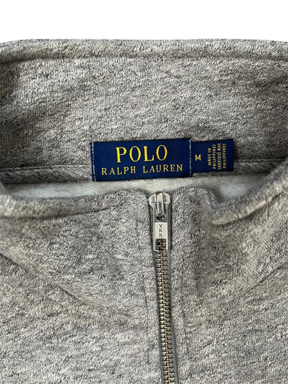 Ralph Lauren Fleece Quarter-Zip Grau/weiß - Iconik-Zipper-Iconik
