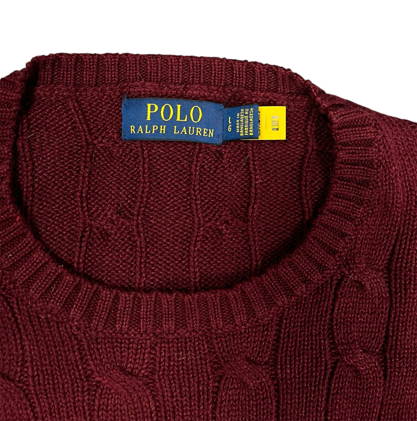 Ralph Lauren Knitwear Zopfmuster  weinrot Iconik
