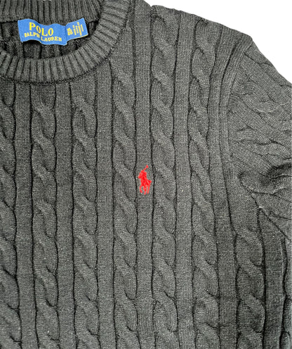 Ralph Lauren Knitwear Zopfmuster schwarz Vintage Iconik